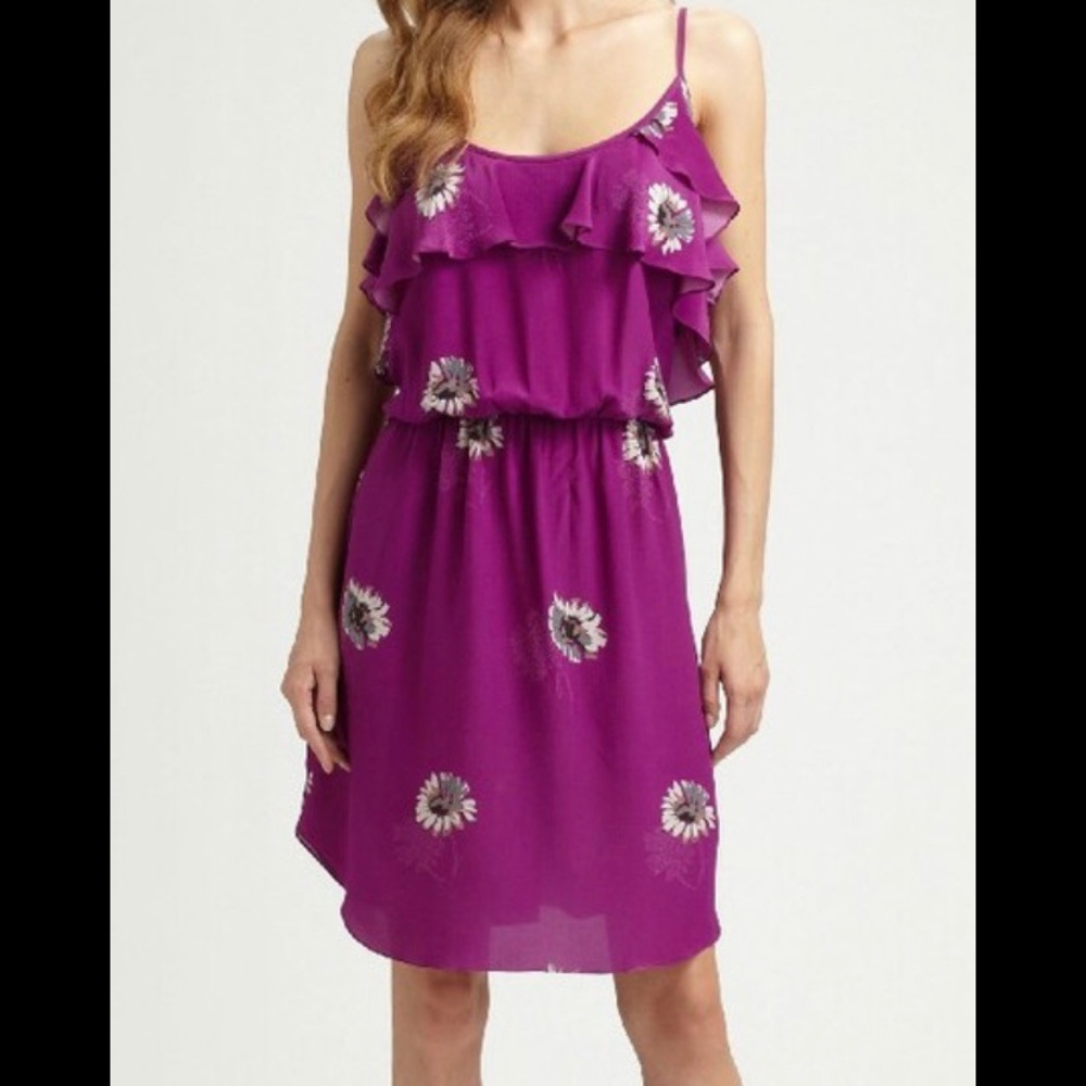 Rebecca Taylor Magenta Shadow Short Daisy Dress